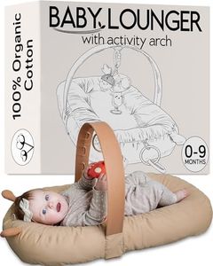SplashEZ Premium Infant Lounger, Baby Lounger Nest & Play Gym, Organic Cotton Breathable & Soft Baby Nest for Newborn, Lightweight & Portable 3D Mesh Pillow for Awake Time (Toys NOT Included)