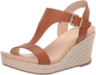 Kenneth Cole REACTION Women's Card T-Strap Wedge Sandal, Tan, 11