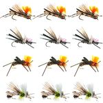 Dropper Hopper Foam Body Grasshopper Trout Flies Assortment - 12 Dry Flies 4 Patterns - Dry Flies for Stream Fly Fishing