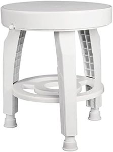HealthSmart Swivel Shower Stool Seat with Storage Shelf, Rotating Shower Chair for Bathtub, Tool-Free Assembly, White