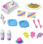 Barbie Unicorn Party Accessories Set with 15 Storytelling Toy Pieces Including Cake, Food & More, Rainbow Theme