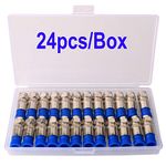 Gebildet 24pcs RG6 F Type Coax Compression Connector, Coaxial Compression Connector Fitting (Blue)