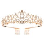 Princess Crown for Women, Crystal Queen Tiaras for Girls Bridal Hair Accessories Gifts for Birthday Wedding Prom, Bridal Party, Pageant, Halloween Christmas Costume - Silver (Pack of 1) (Gold (Pack of 1))