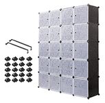 Mondeer Plastic Wardrobe Interlocking Storage Cubes for clothes, Translucent Decorative Patterns, Elegant Black & White, 20 Cubes