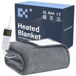BOMOVA Electric Heated Blanket King Size Double 150x200cm Grey-Flannels Fleece Winter Blanket,Large Blanket with 10-Level Heating & 5 Auto Timers,for Home Office,Xmas House Warming New Home Gifts