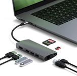 SATECHI 8-in-1 USB-C Hub Multiport Adapter V2, 4K HDMI, 115W USB C PD Charging, 3 USB-A, Ethernet, Micro/SD Card Readers, for Laptop, MacBook Pro/Air M4/M3/M2/M1, iPad, iPhone 16, Windows - Space Grey