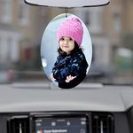 Printshoppy Car Photo Hangings (Oval Shape) Double Sided Print Car Hanging Accessories Interior, Hanging for car, Car Decoration Accessories