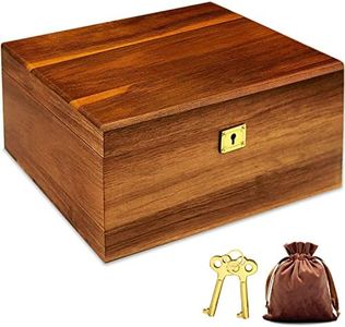 MFLUEEWR Wooden Storage Box with Hinged Lid and Locking Key Large Premium Solid Acacia Keepsake Chest Box -Storage Space to Organize Jewelry, Toys, and Keepsakes in a Beautiful Wooden Decorative Box