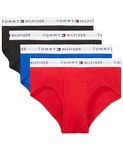 Tommy Hilfiger Men's Cotton Classics 4-Pack Brief, 2 Black, 1 Primary Red, 1 Persian Blue, X-Large