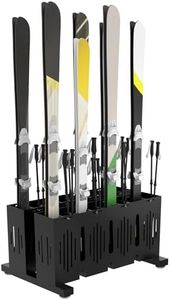 Eastrexon 8-Pair Ski Storage Rack w/Width-Adjustable Fixing Bars, Heavy Duty Metal Freestanding Ski Rack - Ideal Organizer for Garage, Home and Store, 26" L ×18.1" W ×13.6" H