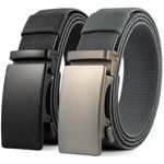 DOOPAI Nylon Ratchet Belt For Mens Stretch Golf Belt Elastic Belt Mens 2 Pack, Adjustable Trim to Fit