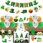 St. Patrick's Day Decorations Set, Lucky Banner Shamrock Balloons Photo Booth Props Happy St. Patrick's Day Table Runner Decorations for Saint Patrick Party Favors Supplies