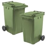 STAR SUPPLIES Standard Size Green 240 Litre Household Waste Rubbish Trash Recycling Wheelie Bin Complete With Lid & Wheels