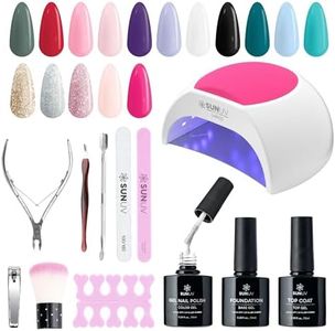 SUNUV Gel Nail Polish Kit with UV Light for Nails SUN2C 48W, 16 Colors Gel Polish Nail Set, Base and Glossy Top Coat with 8 PCS Manicure Tools Set