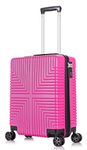 DK Luggage Carry-on 20” Cabin EasyJet, BA, Jet 2 Hard Shell Large Cabin Hand Luggage Approved Suitcase 4 Wheel Spinner ABS30 Pink