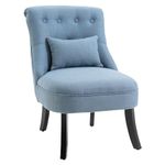HOMCOM Fabric Single Sofa Dining Chair Tub Chair Upholstered W/Pillow Solid Wood Leg Home Living Room Furniture Blue
