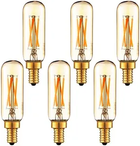 LiteHistory Dimmable T6 led Bulb 40W Candelabra led 2200K Amber 250lm 4W e12 T25 led Bulb 6Pack