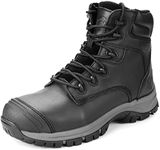 OUXX Work Boots for Men, YKK Zipper Steel Toe Shoes, Waterproof, Non-Slip, Puncture-Proof(Black, OX2720, US 14)