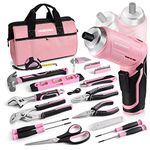 WORKPRO 53-Piece Pink Electric Cordless Screwdriver Tool Set, 3.7V USB Rechargeable Power Screwdriver, Pink Tool Kit with 13'' Portable Tool Bag for DIY Home Repair/Maintenance