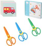 3PCS Kids Plastic Toddler Scissors - Safety Scissors Training Kids Scissors Preschool Training Scissors & Craft Scissors (3 Pieces) Kids Paper Cuts (60 Sheets)