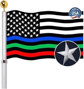 Embroidered Thin Blue Red Green Line Flag 3x5 Outdoor-Police Law Firefighters Flags Heavy Duty Nylon Embroidered Stars Sewn Stripes With 2 Brass Grommets