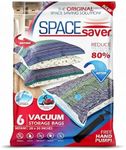 Spacesaver Vacuum Storage Bags (Medium 6 Pack) Save 80% on Clothes Storage Space - Vacuum Sealed Bags for Clothing, Comforters, Blankets, Bedding - Space Saver Vacuum Storage Bags, Pump for Travel