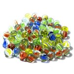 ARSUK Glass Marble 40 Pcs - Cats Eye Marbles for kids Glass Material Children's ground Play indoor & outdoor also home decorative assorted traditional colored glass marbles 15mm in size