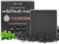 Kitsch Charcoal Soap Bar - Black Soap Bar for Detoxifying Skin | Charcoal Bar Soap for Men | Activated Charcoal Soap for Women Made in USA | Carbonic Soap Bar & Vegan Black Bar Soap for Oily Skin, 4oz