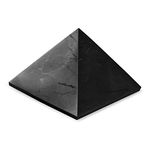 Shungite Stone Protection Pyramid 3" | Authentic Shungite Stones Protection Polished Pyramid 3 inches (8 cm) | Black Stone Crystal Pyramid Decor for Whole House Protection and Meditation PP06