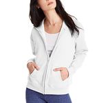 Hanes womensO4637Women's Fleece Full Zip Hood Long Sleeve Hoody - White - XX-Large