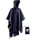 Waterproof Rain Poncho Multifunctional, Opret Lightweight Raincoat with Adjustable Hood for Adult Men and Women 3 in 1 Poncho for Outdoor Activities, Navy