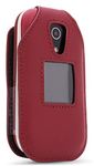 BELTRON Leather Fitted Case for Consumer Cellular Doro 7050, Tracfone Doro 7050L Flip Phone - Features: Rotating Belt Clip, Screen & Keypad Protection & Secure Fit (Red)