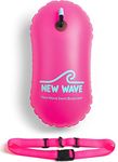 Wave Swim Bubble for Open Water Swimmers and Triathletes - Be Bright, Be Seen & Be Safer Wave While Swimming Outdoors with This Safety Swim Buoy Tow Float (Pink)