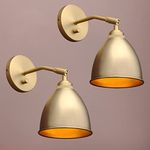 Yosoan Gold Wall Sconce Set of 2, Modern Brass Indoor Light Lights Lighting Fixtures with Metal Shade, Home Decor Wall Mount Swing Arm Lamp for Bedroom Bedside Kitchen Hallway Living