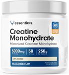 Bucked Up Creatine Monohydrate 250 Grams Micronized Powder, Essentials (50 Servings)