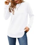 MISFAY Sweatshirts for Women Casual Long Sleeve Crewneck Shirts Tunic Tops,White,XL