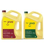 Jivo Canola Cold Press Edible Oil 5 Litre + Kachi Ghani mustard Oil 5 Litre |Healthy Cooking Oil for Daily use, Ideal for all type of Cuisines (Pack of 2)