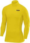 TCA Men's SuperThermal Compression Base Layer Football Running Top Long Sleeve Thermal Under Shirt - Mock Neck - Sonic Yellow, Small