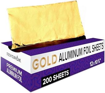 200 Count Pre-Cut Deli Gold Aluminum Foil Sheets, 12” Heavy Duty Gold Pop Up Foil Sheets for Restaurant, Disposable Foil Sheets for Food, Gold Foil Sheets for Burrito, Hot Dog or Sandwich