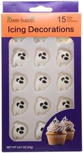 Oasis Supply, Edible Fun Shapes | Sugar Hand Painted Cake, Cupcake Toppers | Halloween Designs | 1" Friendly Ghosts