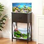 LAQUAL 10 Gallon Fish Tank Stand with Cabinet, Double Aquarium Stand for 10 & 5 Gallon Fish Tank, Heavy Metal Stand with Stable Structure, Adjustable Table Feet & Anti-tilt Device