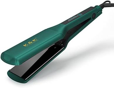 K&K 2.24 Inch Extra Wide Plate Hair Straighteners, Nano Ceramic Tourmaline Coating Plate, Titanium Smooth Flat Iron for Women Keratin Treatment, 5-Speed Temperature Control, 232 C, UK Plug