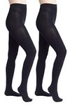 Leamel Thermal Tights 200 Denier Soft Thick Warm Winter Tights Matte Opaque Black Tights for Women 2 Pairs Small