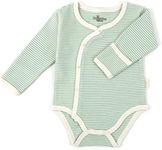 Tadpoles Organic Cotton Pin-Stripe Kimono-Style Bodysuit, 6-12 Months, Green