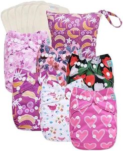 ALVABABY Cloth Diapers Designed for Summer, Cooler and More Breathable,6 Pack Diapers and 6 Inserts with One Wet Dry Bag, Adjustable Washable Reusable for Baby Girls and Boys 6WJT05A-L