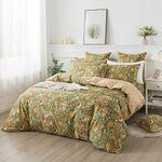 FADFAY Paisley Duvet Cover Set Queen Bohemian Damask Paisley Bedding Luxurious Green Boho Paisley Comforter Cover Set 100% Cotton Ultra Soft Quilt Cover with Hidden Zipper Closure 3Pcs, Queen Size