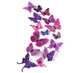 TUPARKA 36 Pieces 3D Butterfly Wall Stickers Butterflies Girls Bedroom Accessories Purple