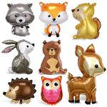 Foil balloon forest animals, 8 pcs deer owl raccoon squirrel balloon, animal head giant balloon, helium balloons animals, forest animals balloon for kids birthday party decoration gift