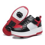 HSQ Shoes with Wheels for Girls Boys Kids Detachable Wheeled 2 in 1 Roller Skating Shoes Fashion Wheelies Sneake Size White Black Red Big Kid 7