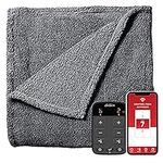 Sunbeam Lofttec Slate Grey Connected Electric Heated Blanket Twin Size, 84" x 62", 10 Heat Settings, Fast Heating, Smart Heating Blankets with Wi-Fi, Auto-Shut Off, Machine Washable